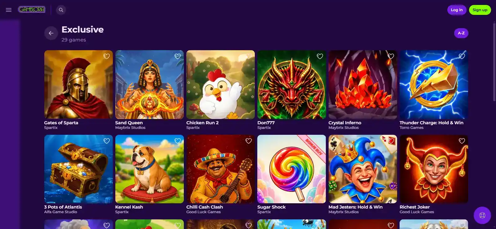 Gambloria Games: 6,000+ Slots, Live Casino and Providers